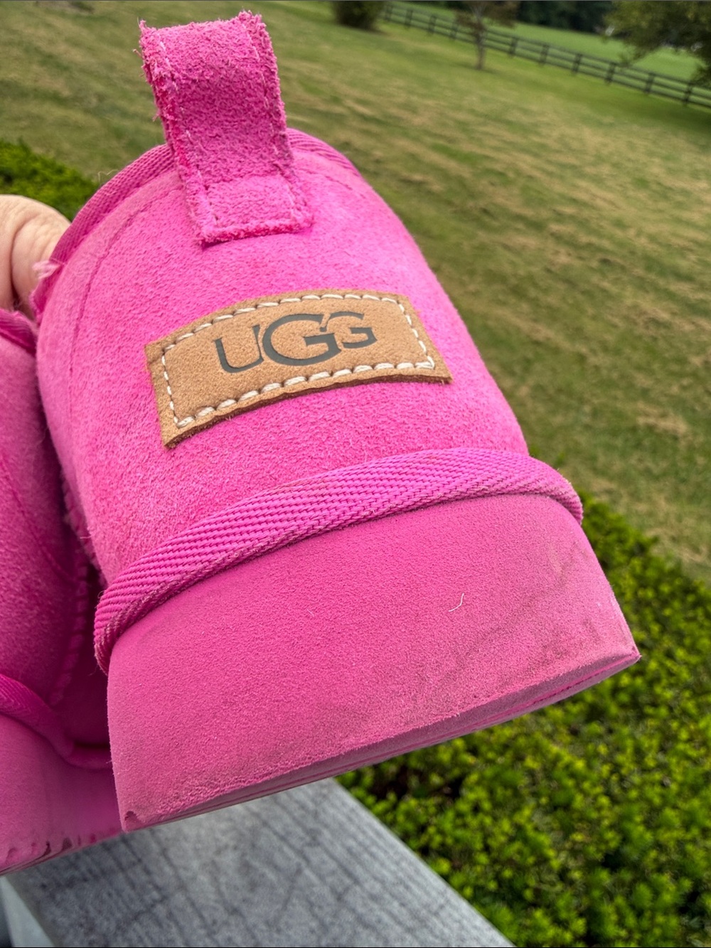 UGG Women's Short Suede Ankle Booties in Bright Pink, Size 11 - Picture 10 of 12